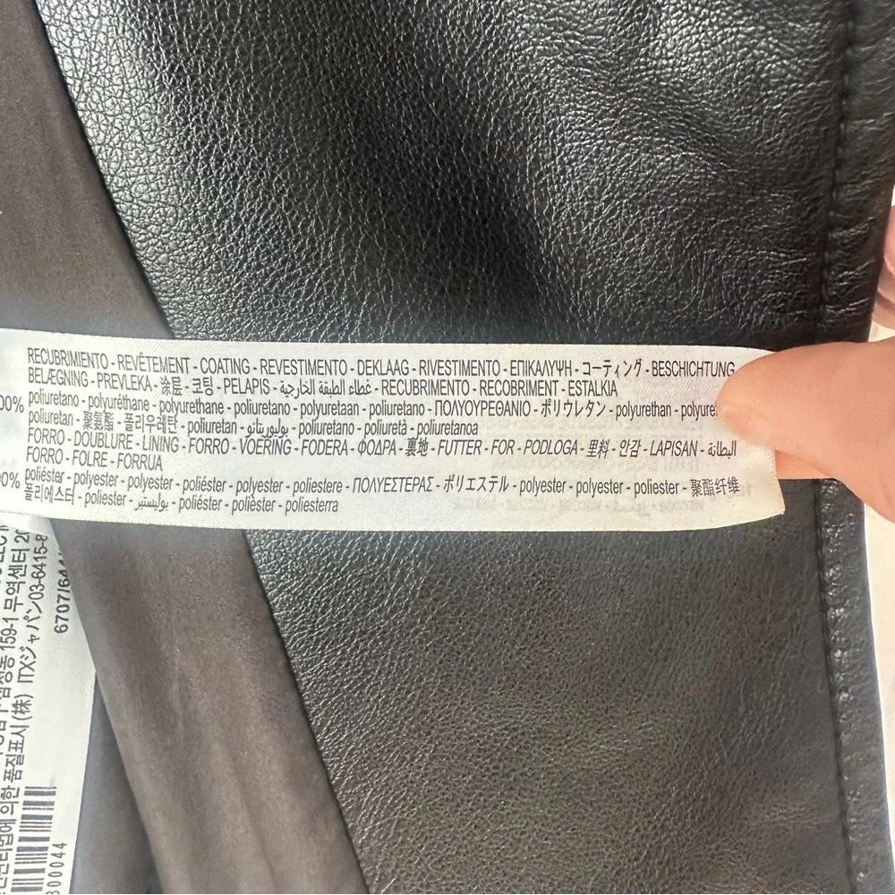 Bershka Black Faux Leather Biker Moto Jacket‎ Full Zip Grunge Lg NWOT - Picture 11 of 15